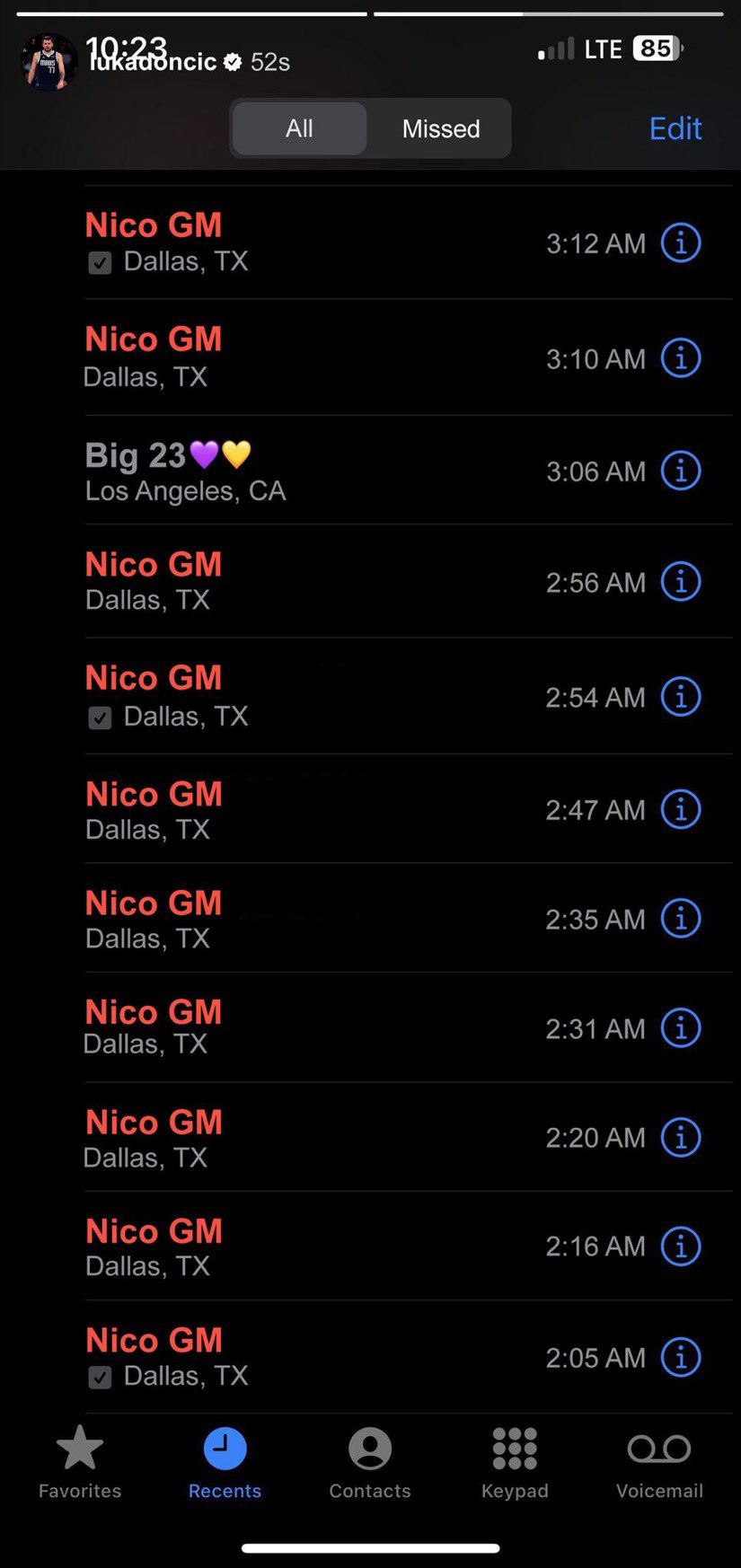  真假？网传哈里森连打10个电话都被东契奇拒接 但77接了老詹电话